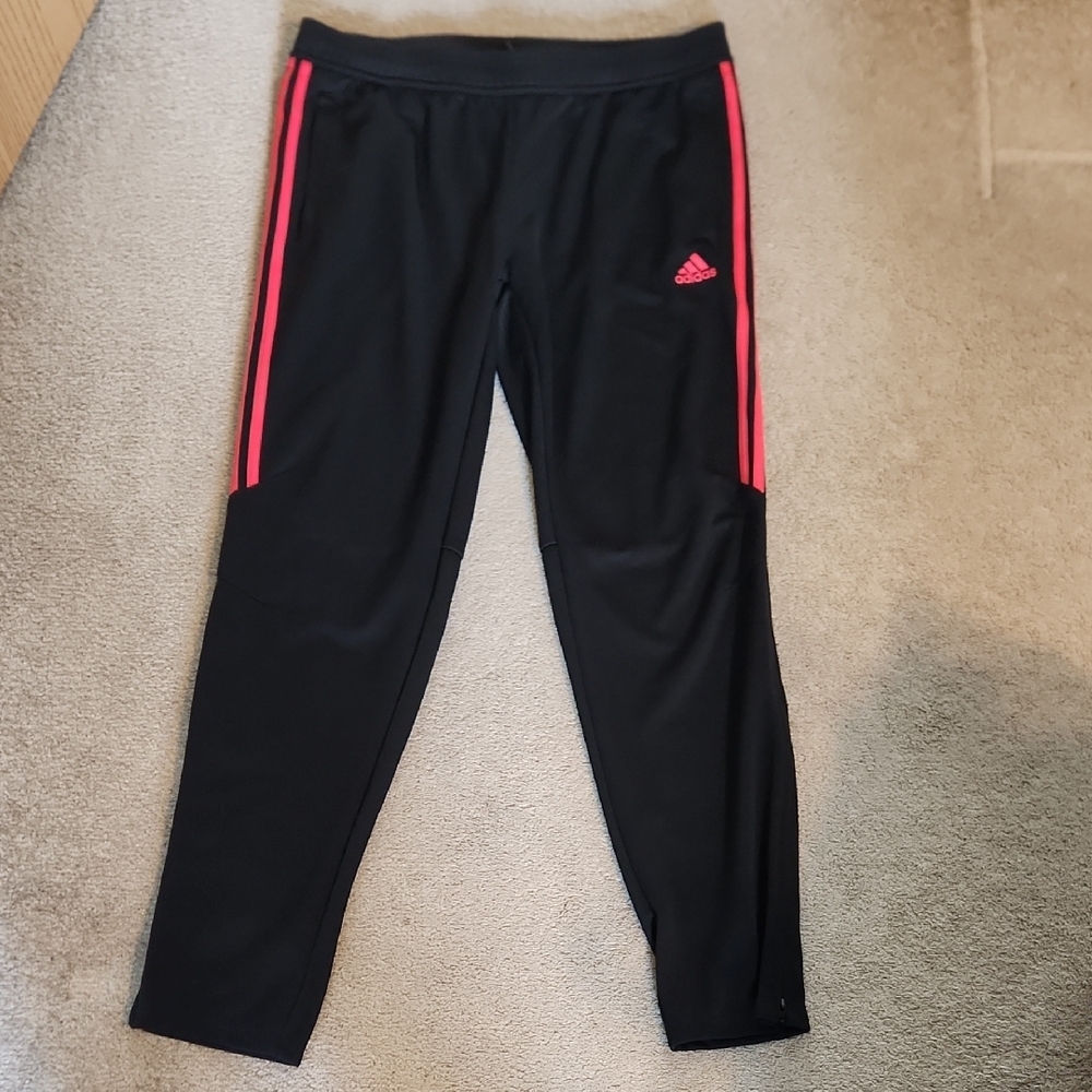 Adidas Womens Black and Pink Track Pants